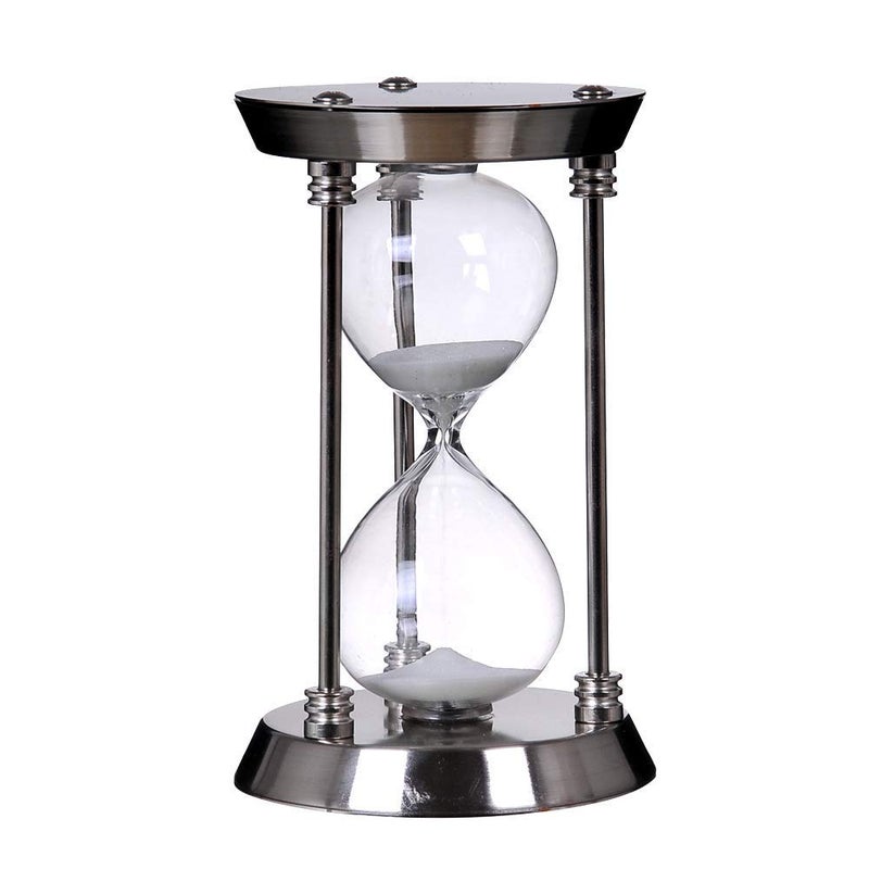 B BELLAWARE Bellaware 60 Minute Metal Hourglass Sand Timer, Decorative Large Size Sand Clock (Silver) - Image 2